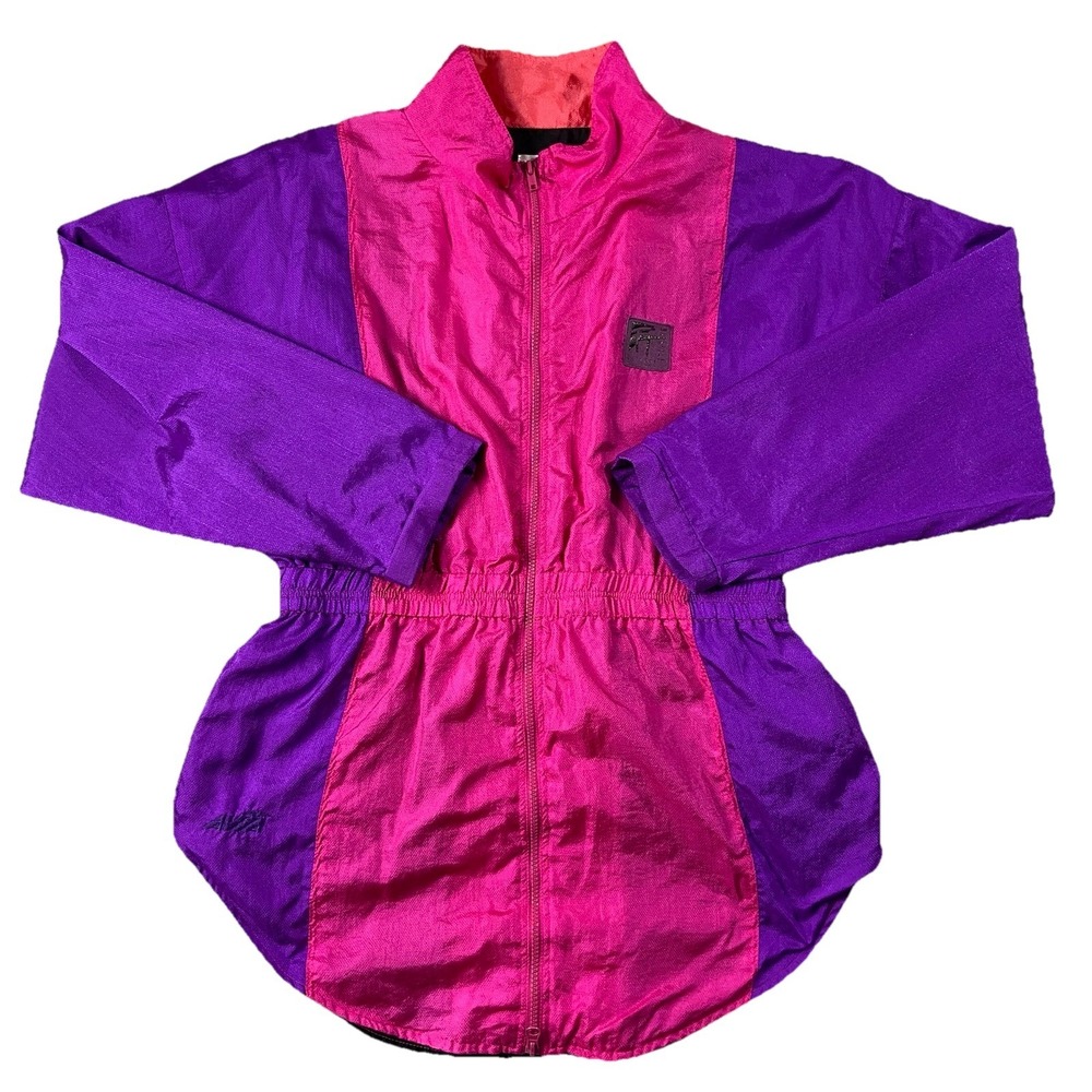 VTG 90s Avia Colorblock Windbreaker Jacket Anorak Women S/M Retro Sport Dopamine